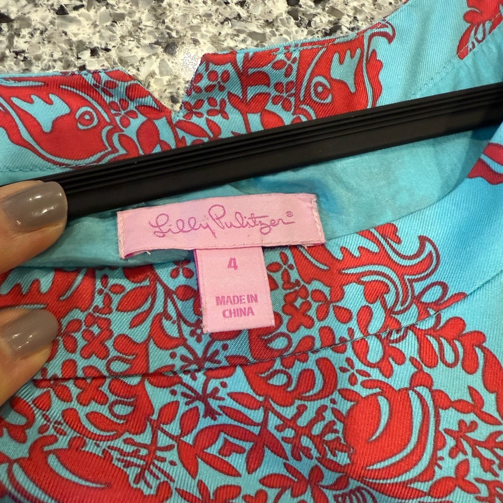 Lilly Pulitzer Blue and Red Floral Dress
